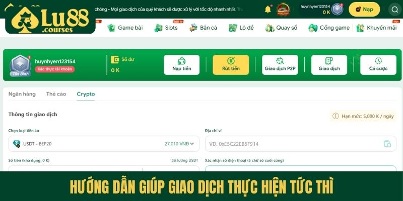 Hướng dẫn giúp giao dịch thực hiện tức thì